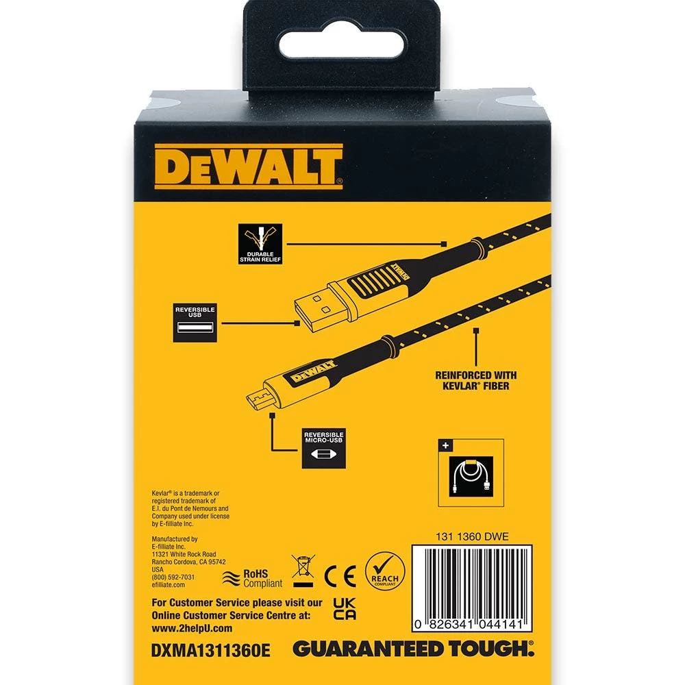 DEWALT 1.2m Micro-USB Braided Cable 1311360DWE - Image 2