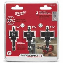 MILWAUKEE 22-32mm 1/4-Hex Bi-Metal Holesaw Set For Sheetmetal - SHOCKWAVE - 3 Piece