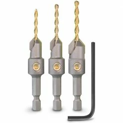 SNAPPY TOOLS 7/64-9/64inch HSS-TiN Drill & TCT Countersink Set For Wood & Melamine - 3 Piece