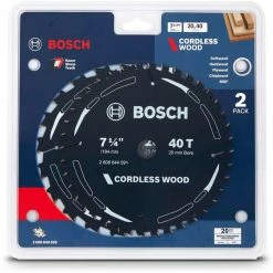 BOSCH 184mm 20T & 40T TCT Circular Saw Blade Set For Wood Cutting - CORDLESS WOOD- 2 Piece