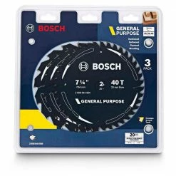 BOSCH 184mm 16T, 24T & 40T TCT Circular Saw Blade Set For Wood Cutting - GENERAL PURPOSE - 3 Piece