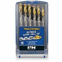 P&N WORKSHOP 1-13mm Metric HSS-TiN Jobber Drill Bit Set - 25 Piece
