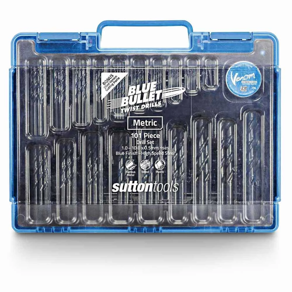 SUTTON 1-10mm Metric HSS-Blue Jobber Drill Bit Set - BLUE BULLET - 101 Piece