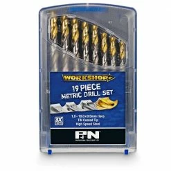 P&N WORKSHOP 1-10mm Metric HSS-TiN Jobber Drill Bit Set - 19 Piece