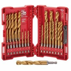 MILWAUKEE 2-13mm Metric 1/4-Hex Quick-Change HSS-TiN Jobber Drill Bit Set - RED-HELIX - 25 Piece