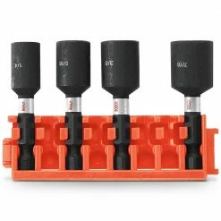 BOSCH 1/4-7/16inch X 50mm Magnetic Power Nutsetter Set - IMPACT TOUGH - 4 Piece