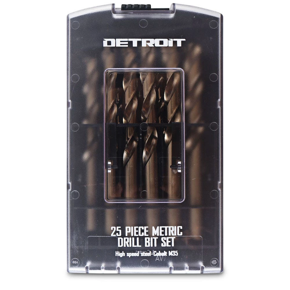 DETROIT 1-13mm Metric HSS-Cobalt Jobber Drill Bit Set - 25 Piece