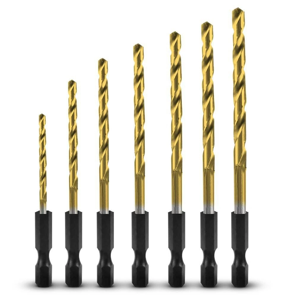 SNAPPY TOOLS 1.5-6mm Metric 1/4-Hex Quick-Change HSS-TiN Jobber Drill Bit Set - 7 Piece